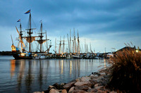 Tall ships at dusk
